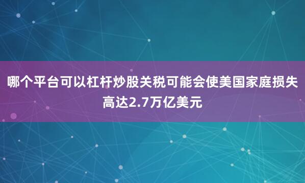 哪个平台可以杠杆炒股关税可能会使美国家庭损失高达2.7万亿美元